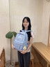 卡帝奢ins原宿風(fēng)初中生小眾設計感書(shū)包女高中大學(xué)生高顏值休閑雙肩背包 藍色【帶小酷毛球掛件】 曬單實(shí)拍圖