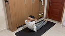 中歐男士健身墊大尺寸瑜伽墊加厚加寬靜音專業(yè)防滑運動減震跳操隔音墊 黑【185*61cm】含綁帶 10mm(厚度) 曬單實拍圖