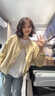 JRET棒球服外套女短款春季2025新款韓版寬松洋氣感小個(gè)子上衣夾克 黃色 S :【85-100斤穿】 曬單實(shí)拍圖