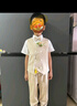 溫格奧（WENGEAO）兒童禮服男童主持人服裝花童西服西裝套裝六一兒童節(jié)演出服王子服 卡其色馬甲+短袖+長褲+領(lǐng)結(jié)+胸花 140cm建議體重56-62斤 曬單實拍圖