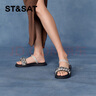 St&Sat星期六涼鞋夏季新品可兩穿涼拖小清新女鞋SSC2115288 黑色 36 230mm 曬單實(shí)拍圖