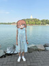 乖妮貓女童夏裝公主裙2025新款雪紡裙子女大童夏季背心裙兒童夏天連衣裙 藍(lán)色 160 碼 曬單實(shí)拍圖