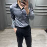 皮爾卡丹（pierre cardin）襯衫男士短袖夏季冰絲修身英倫風(fēng)商務(wù)免燙襯衣休閑高級灰色 深灰色 短袖 XL (125-140斤) 曬單實(shí)拍圖