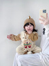 迪士尼（Disney）超萌網紅嬰兒服寶寶早秋衛(wèi)衣連體衣男寶2024新小月齡外穿服 漢堡 漢堡拼袖 90cm 曬單實拍圖
