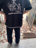 森馬（Semir）短袖襯衫男純棉襯衣寬松假兩件外套夏季漫畫風印花上衣戶外潮 黑色90001 XL 曬單實拍圖