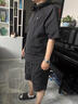 皮爾卡丹（pierre cardin）2025夏季休閑工裝連帽半袖短褲運(yùn)動套裝寬松速干短袖五分褲兩件套 黑色 XL 建議125-140斤 曬單實拍圖