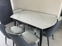 林氏家居巖板餐桌飯桌子家用餐桌折疊可伸縮小戶型圓餐桌椅子全套LS395R1 1.3米|黑色伸縮餐桌+S2-A餐椅*6 曬單實拍圖