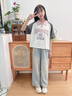 G.DUCK HELLO女童polo衫短袖t恤夏季套裝2025新款女大童韓版休閑棉半袖上衣 灰袖粉領 120 cm 曬單實拍圖