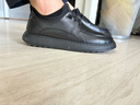 他她（TATA）秋商場(chǎng)同款純色舒適百搭休閑皮鞋男新款OCD10CM5 黑色 43 曬單實(shí)拍圖