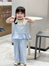 迪士尼寶寶女童套裝夏季無袖花邊2025洋氣新款中小童寶寶夏裝背心兒童兩件套 藍(lán)色 100 建議90-100cm1歲半-2歲 曬單實拍圖