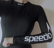 速比濤（Speedo）泳衣女噪點(diǎn)系列修身防曬抗氯溫泉度假長(cháng)袖保暖連體泳衣 黑色 36 曬單實(shí)拍圖