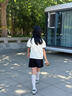 OVE女童六一套裝夏季學院風Polo短袖兒童啦啦隊表演服大童夏裝百褶裙 1566黑色+19056白色 140 cm 曬單實拍圖