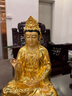 圓通娑婆三圣全銅貼金觀音菩薩佛像家用地藏釋迦牟佛像 圓通款衣掛觀音(貼金鑲寶）/尊 30厘米 曬單實(shí)拍圖