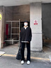 卡圖弛潮流韓版chic假兩件長袖t恤男春秋季美式vintage內(nèi)搭打底衫上衣服 黑色 XL 曬單實拍圖