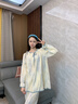 韓姿朵（Hanziduo）七夕禮物雙層紗布棉紗情侶睡衣女春秋款純棉麻長(zhǎng)袖嬰兒棉男家居服 3221女 L 曬單實(shí)拍圖