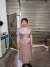 皮爾卡丹（pierre cardin）假兩件眞絲連衣裙女2025夏季新款時尚媽m媽顯瘦遮肚減齡中長款裙 粉色 3XL 建議120到135斤 曬單實拍圖