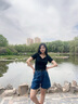 lagogo收腰壓褶寬松牛仔褲女拉谷谷2025年夏季新款a字顯瘦短褲 深牛仔藍 L 曬單實拍圖