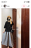 無(wú)印良品（MUJI）女式 漢麻棉輕便長(cháng)裙 長(cháng)半身裙女裙子 25年夏季女裝 BE1VBC5S 灰色條紋 XL （165/74A） 曬單實(shí)拍圖