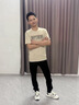 Lee dprre冰絲短袖T恤男士2025新款夏季半袖男款上衣服情侶裝寬松男生男裝 J808杏色 M 曬單實(shí)拍圖