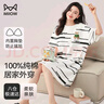 貓人（MiiOW）女士睡衣女夏季純棉舒適圓領休閑時尚韓版寬松套睡裙可外穿家居服 曬單實拍圖