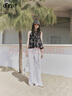 DZZIT地素牛仔褲2025夏季新款波嬉風(fēng)串珠腰鏈裝飾闊腿褲子女3J2R8101B 白色 S 曬單實拍圖