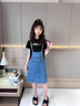奧萬(wàn)森aowansen女童牛仔背帶裙夏裝套裝2025新款兒童裙子夏季女中大童夏款連衣裙 黑色 背帶裙+短袖 120 cm 曬單實(shí)拍圖