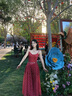 西北新疆云南旅游穿搭吊帶連衣裙女夏氣質(zhì)海邊度假風(fēng)大擺沙灘長裙 紅色 S 曬單實拍圖