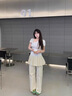AAISUP白色波點(diǎn)拼接斜肩T恤女2025年夏季簡(jiǎn)約基礎百搭休閑露肩短袖上衣 白色 M 曬單實(shí)拍圖