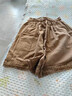 芬伶短褲夏季女棉麻闊腿褲薄款外穿大碼顯瘦洋氣媽媽裝五分亞麻休閑褲 卡其色 XL 建議125-140斤 曬單實(shí)拍圖