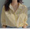 真維斯女裝2025春季新款黃白條紋簡(jiǎn)約潮流百搭時(shí)尚女裝襯衫LE 黃色8400 XL 170/96A 曬單實(shí)拍圖