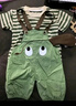 G.duck小黃鴨2025夏季新款男女童卡通圓領(lǐng)短袖套裝寶寶休閑背帶褲兩件套 綠色 90 cm 曬單實(shí)拍圖