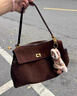 AUFZ個(gè)性托特包女大容量手提腋下包感磨砂百搭時(shí)尚簡(jiǎn)約凱莉包 咖啡色 曬單實(shí)拍圖
