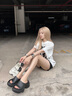 DAPHNE LAB【增高8公分】棒棒糖厚底拖鞋 女士涼拖鞋二代一片拖 25夏高顏值 黑色 【贈(zèng)大花配件】 38 曬單實(shí)拍圖