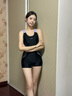 李寧（LI-NING）泳衣女連體專(zhuān)業(yè)訓練競技游泳衣保守顯瘦修身速干泡溫泉泳裝女士 黑色連體【泳帽+泳鏡三件裝】 L 曬單實(shí)拍圖