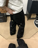 LEMANISMlemanism卡通小狗刺繡水洗牛仔褲男2025春季情侶直筒褲寬松休閑褲 黑色 XL 曬單實(shí)拍圖