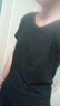 T恤女短袖修身夏季女裝潮流緊身體恤上衣圓領(lǐng)黑色 純黑色短T XL 曬單實(shí)拍圖