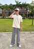 MR-90官方潮牌休閑褲男女同款夏季寬松直筒百搭褲子迷彩拖地冰絲長褲男 卡其色（NE01） M （推薦體重130-145斤） 曬單實(shí)拍圖