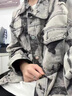 安初夏美式復(fù)古扎染牛仔外套男款春秋感工裝夾克破壞做舊情侶棒球服 黑灰色 L 曬單實(shí)拍圖