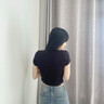 山朵棉白色螺紋短款v領(lǐng)t恤女夏季2025新款修身顯瘦百搭減齡露臍緊身上衣 黑色 S 曬單實(shí)拍圖