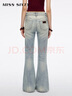 MISS SIXTY2025秋季新款牛仔褲女刺繡中腰復古洗水微喇叭長(cháng)褲 灰藍常規 28 曬單實(shí)拍圖
