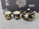 里品高檔陶瓷黑金釉鎏銀茶具套裝家用輕奢功夫茶具茶壺茶杯一整套茶具 黑金釉鎏銀玉蘭花蓋碗五杯 曬單實(shí)拍圖