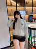 班尼路衛(wèi)衣女裝連帽重磅長袖潮流短款上衣服小個子女生顯瘦時尚秋冬新款 灰綠#竹葉熊貓K 【綿柔親膚】 M 曬單實(shí)拍圖
