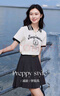 香影短袖t恤女2025夏季新款字母印花正肩學(xué)院黑白撞色POLO衫上衣 米白 T恤 M 曬單實(shí)拍圖