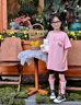 FIDQIOG國際品牌女童短袖T恤2025夏季新款蝴蝶結(jié)小貓印花可愛女孩洋派上衣 粉色上衣+內(nèi)搭褲 M 120cm 曬單實拍圖