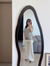 媽媽本色孕婦套裝夏季2025新款韓版針織冰絲杏色條紋短袖上衣褲子兩件套女 杏色套裝 XL 曬單實(shí)拍圖