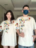 MDlila情侶裝夏季套裝2025新款潮牌衣服寬松短袖t恤感團體班服定制 男白灰+女白灰 L 男+女M 曬單實拍圖