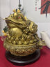天祥緣金蟾擺件黃銅三腳蟾蜍招客廳收銀臺(tái)辦公桌財(cái)?shù)赇侀_(kāi)業(yè)禮品 24號(hào)銅聚寶盆金蟾 配底座 曬單實(shí)拍圖