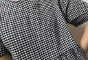 無印良品（MUJI）女式 泡泡紗 短袖罩衫 t恤上衣打底衫女款內(nèi)搭新品 BC2PDA5A 黑色格紋 M (160/84A) 曬單實(shí)拍圖
