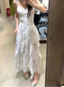 FOX.G裙子新品吊帶連衣裙女夏季2025新款衣服女裝小個(gè)子法式純欲長(cháng)裙 水墨碎花荷葉邊連衣裙 L 【建議110-120斤】 曬單實(shí)拍圖