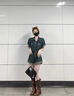 佐敘牛仔連體褲港風(fēng)卷邊短褲女夏季甜酷復(fù)古收腰顯瘦闊腿褲連衣褲套裝 深藍色 M （90-105斤）贈送皮帶 曬單實拍圖